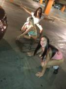 Peeing all over the carpark