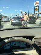 Just saw this STUD selling water while I was out running errands. Damn.