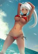 Elf in red bikini.