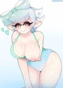 Marie in her Splatoon Island swimsuit! (ahegaokami)