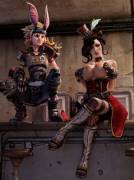 Moxxi squeezes her boobs as adult Tina observes (Garean)