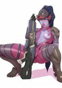 Widowmaker lubricating her rifle (JohnDoe)