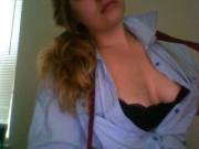 Boy[f]riend's shirt from Easter church + black bra = win?