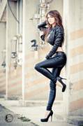 Leather and concrete [via r/ladiesinleather]