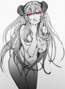 Beautiful red eyed Succubus