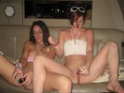 in back of a limo