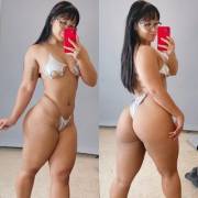 Sexy Asian cosplayer and bodybuilder Mishamai in a hot micro bikini