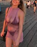 Jem Wolfie strolling along the boardwalk