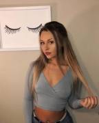 Braless babe