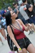 Candid street pierced nipples