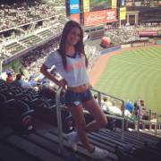 Short shorts at a baseball game