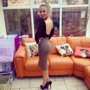 Pretty blonde amateur in a tight dress