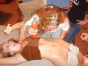 Doin' body shots with Fanta Orange is not gonna get you drunk ! [via /r/fuckyeahdrunksluts]