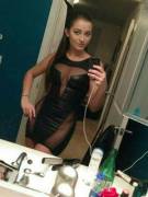 Black mesh dress in the mirror