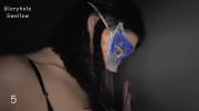 Masked girl with perky tits and gorgeous body is felt up through the gloryhole.