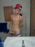 Showing off a hard cock