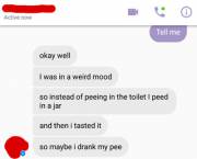 Talking with a close [f]riend who knows I like pee stuff, she told me she had a secret this morning...