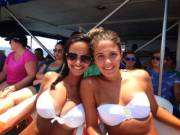 Shining white bikinis