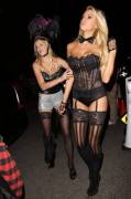 Charlotte McKinney and friend at a Halloween lingerie party