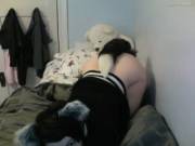 Kneeling for her owner