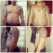 hello this is my progress for over a year ago, on this pic the time between the before and after it's just a month and I've lost 10 kgs at that moment. By now I got better condition i will showing them soon...