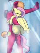 Fluttershy x Big Macintosh shower sex [anthro] (artist:clopper-dude)