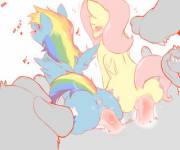 Rainbow Dash x Fluttershy x Orthos happy sex (artist:cold-blooded-twilight)