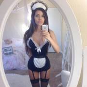 Wearing a maids uniform