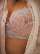 Pierced Nipple Under White Lace...