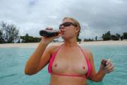 Drinking rum in Barbados
