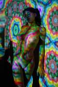 Psychedelic light on nude girl