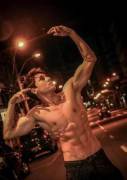 Really hot and muscular guy in the street.