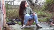 Cute teen peeing