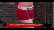 Topless hot model nipple slip while modeling man's underwear