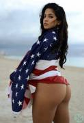 Lovely Latina embracing Freedom