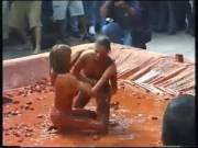 Two Topless Girls Wrestle in Clay [xpost /r/WetAndMessy]