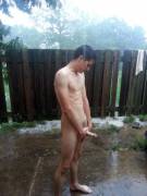 Naked in the rain