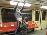 Boys blow in the subway