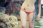 Mini-kini gap at the beach