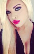 Bright red lips