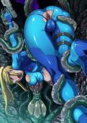 Samus's tight asshole exposed to tentacles
