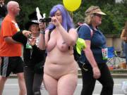 Larger lady at a charity walk