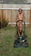 Mowing the lawn