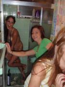 Embarrassing their friend in the shower