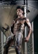 Tattooed, oiled up, aussie rugby player