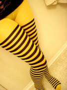 Yellow with black stripes