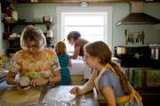 Seasoned brunette and mature blonde teach two red headed sisters how to prepare their pie for warming