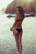 Wading in a black bikini