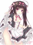 Maid cat-girl showcasing her new uniform