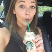 Dani Daniels having an Orange Mocha Frappucino